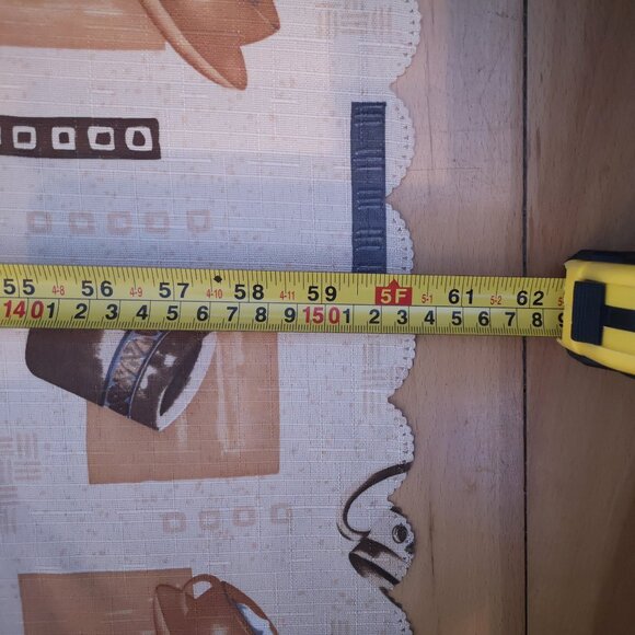 Rectangle 60"x 84" Tablecloth with Coffee & Tea Cup Design Beige Tan Brown Grey - Picture 4 of 5